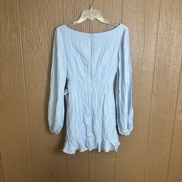 Hello Molly No Time For Love Blue Ruffle Mini Dress Long Sleeve Size Medium - Picture 8 of 8